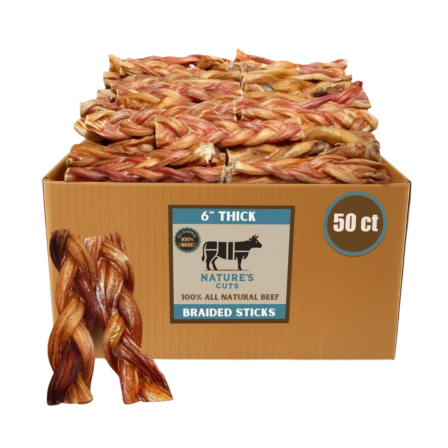 6" Thick Braided Bully Sticks-5